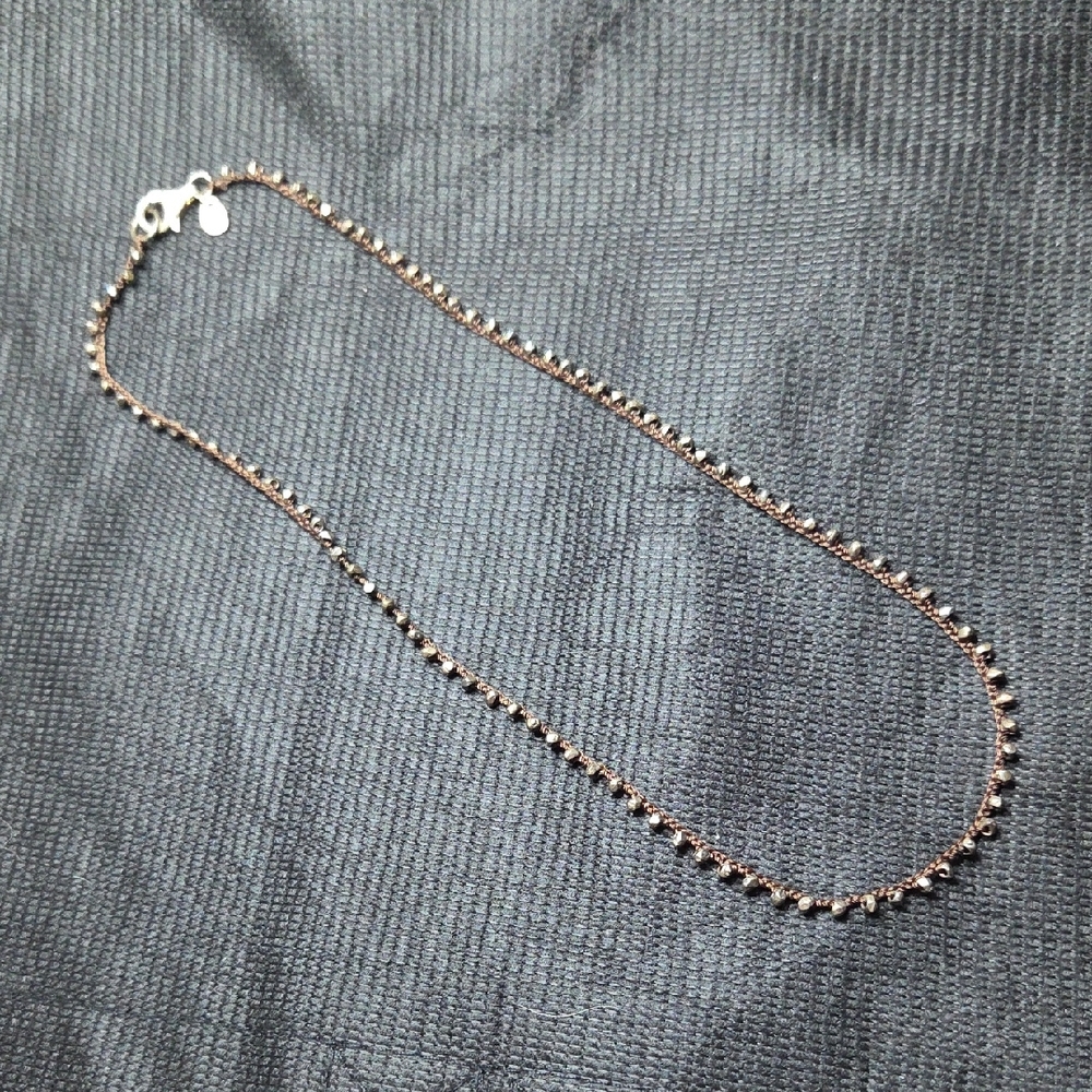 Retired & Rare Silpada Sterling Silver Bead Brown Silk Cord Necklace N2107